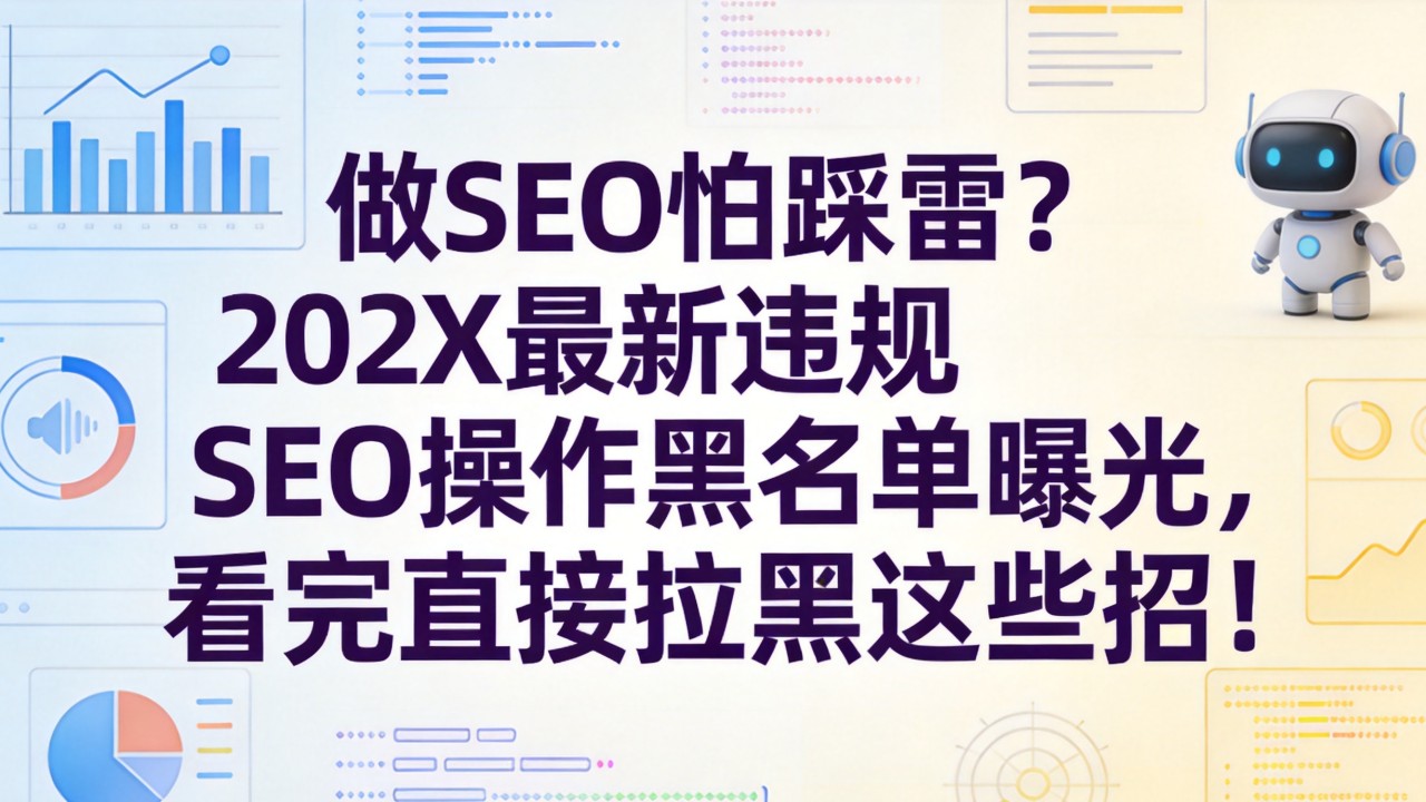 做SEO怕踩雷?202X最新违规SEO操作黑名单曝光,看完直接拉黑这些招! 202X最新违规SEO操作黑名单曝光
